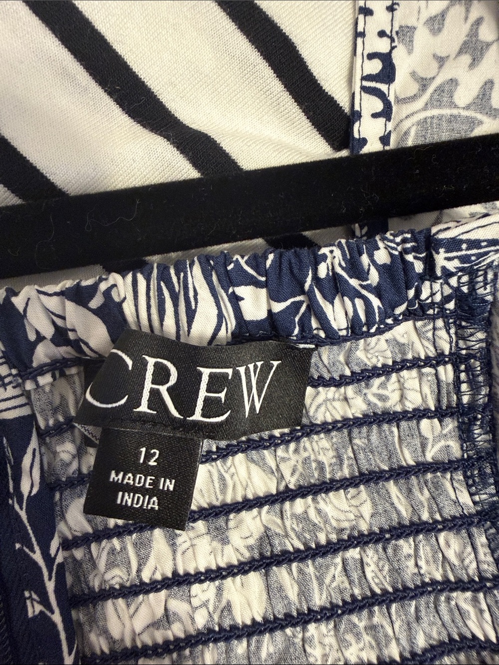 J. Crew Navy and White Floral Square-Neck Blouse - Picture 3 of 6